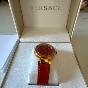 Versace Leda Analog Watch in Red - new with authenticity card